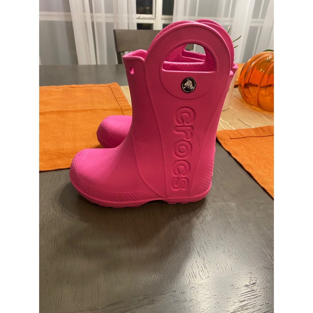 Crocs Handle It Rain Boot Kids C10 Candy Pink Waterproof Pull On